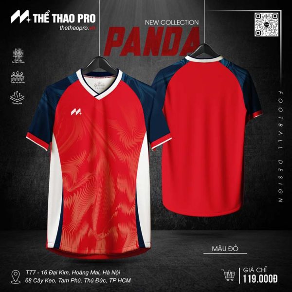 Áo Bóng Đá Không Logo TTP-Panda (TTP-02) Màu Đỏ