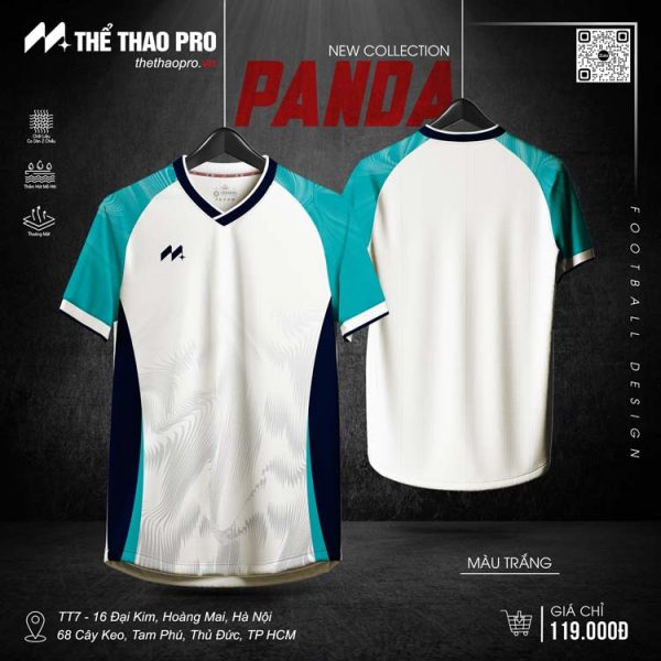 Áo Bóng Đá Không Logo TTP-Panda (TTP-02) Màu Trắng