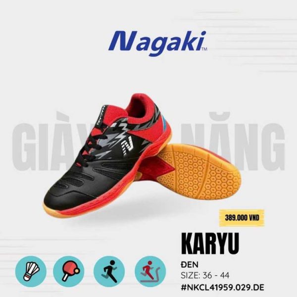 Giày Cầu Lông Nagaki Karyu Đen