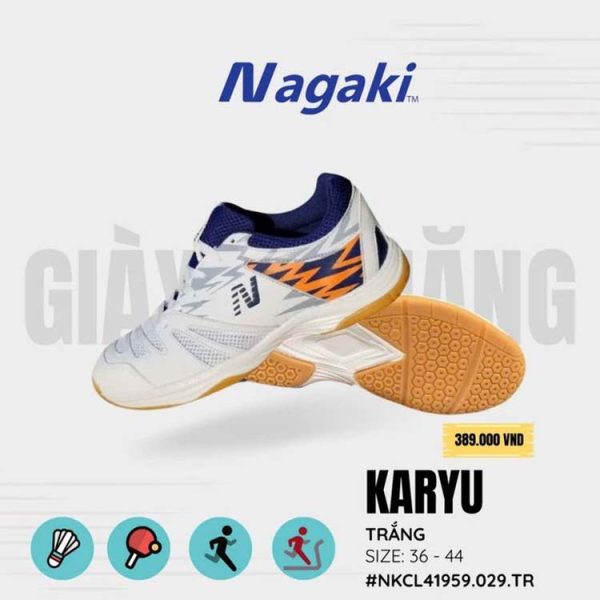 Giày Cầu Lông Nagaki Karyu Trắng