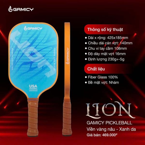 Vợt Pickleball Lion Gamicy Cam Xanh