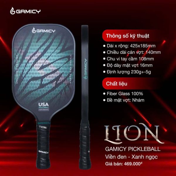 Vợt Pickleball Lion Gamicy Đen Xanh