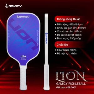 Vợt Pickleball Lion Gamicy Trắng Xanh