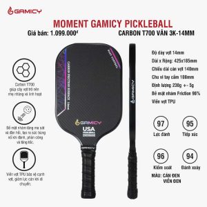 Vợt Pickleball Gamicy Moment T700 Den