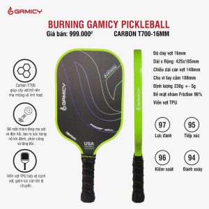 Vợt Pickleball Burning Gamicy T700 Xanh Chuối