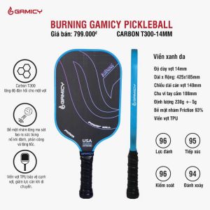 Vợt Pickleball Burning Gamicy T300 Xanh Ya