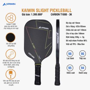 Vợt Pickleball Kaiwin Slight T1000 Đen