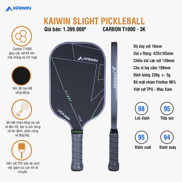 Vợt Pickleball Kaiwin Slight T1000 Xám